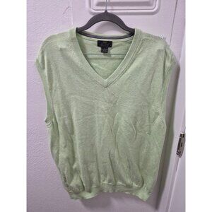 Brooks Brothers 346 Mens Green Supima Cotton Sleeveless V-Neck Sweater Vest L